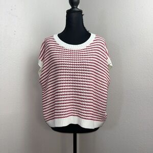 Knit Mix Sweater Top Women's Medium‎ Knit Stripped Artsy Cottagecore Preppy
